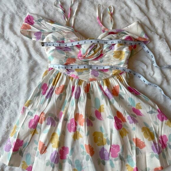 For Love & Lemons NWT Johannes Floral Mini Dress In Pastel Multicolor size Small - Picture 9 of 11